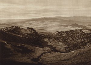 Mexiko: Vy från mitten av Iztaccihuatls höjd (svartvitt foto)