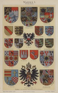 Tyska staters vapen (färg litho) av Hugo Gerard (after) Strohl