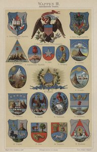 Vapensköldar från länder i Amerika (färg litho) av Hugo Gerard (after) Strohl