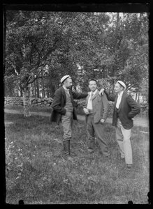 Paul och Hugo Simberg samt Einar Relander i Niemenlautka Park av Hugo Simberg