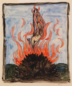 Häxan vid bålet av Hugo Simberg
