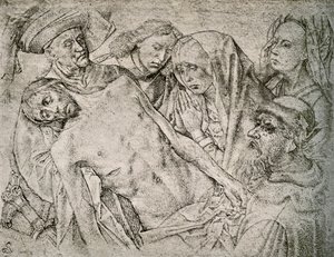 Teckning efter avsättningen från korset, c1460-1480, 1908. av Hugo van der Goes
