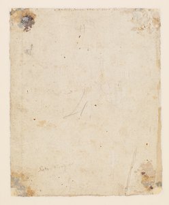 Inskription a tergo: övre mitten, brunt bläck, italiensk 1700-talshand: "Sandro scrive che sicuro fia"; under det, brunt bläck, 1800-talshand: "Petro Perugino", av Hugo van der Goes