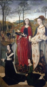 Portinari altartavla: herdarnas tillbedjan, detalj av den inre delen - Olja på trä av Hugo van der Goes