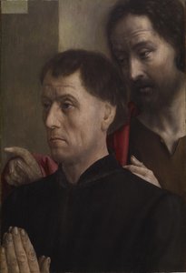 Porträtt av en man vid bön med Johannes Döparen, ca 1475 (olja på panel) av Hugo van der Goes