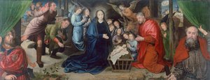 Herdarnas tillbedjan av Hugo van der Goes (1440-1482), tavla