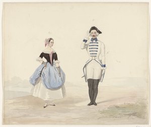 Man och kvinna i historisk kostym, 1841 Sex akvareller av historiska dräkter för kostymbalen 1841 (serietitel)