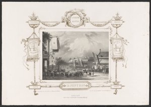 Procession med tryckpress, 1836 Optogt van eene working Drukkerij / 15 juni 1836 (titel på objekt) Plattor för firandet av det andra hundraårsjubileet av Utrechtsche Hogeschool, 1836 (serietitel)