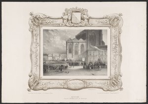 Procession från Stadshuset till Akademibyggnaden, 1836 Himmelsfärd från Stadshuset till Akademien (titel på objekt) Plattor för firandet av det andra hundraårsjubileet av Utrechtsche Hogeschool, 1836 (serietitel) av Huib van Hove Bz