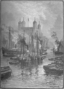 Utsikt över tornet från London Bridge, 1890
