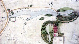 En trädgårdsplan för Gosfield Place, Essex av Humphry Repton