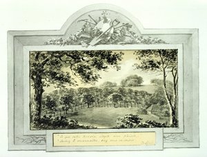 "Efter"-vy av tomten, från Röda boken för Antony House, c.1812 (bläck på papper) (se 170692 för "före"-vy) av Humphry Repton