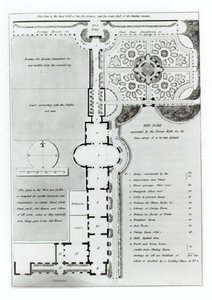 Trädgårdsdesign, från "Fragments on the Theory and Practice of Landscape Gardening", publicerad 1816 (litho) (s/v foto) av Humphry Repton