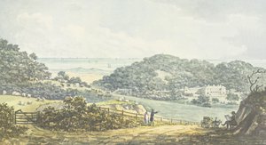 Panoramautsikt "efter" från Röda boken för Antony House, c.1812 av Humphry Repton