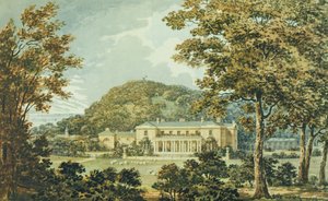 Sydfronten med östfronten i perspektiv, från Röda boken för Antony House, c.1812 av Humphry Repton