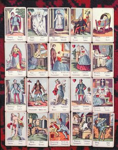 LeNormand-kort på fyra språk (ungerska, tyska, serbiska och kroatiska), slutet av artonhundratalet