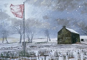 Drovers Arms and the Red Flag, nära Garth, 1992 (gouache på kort)