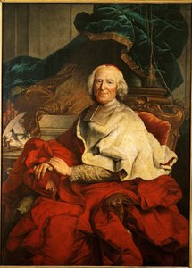 Kardinal Andre-Hercule de Fleury, kung Ludvig XV:s högste minister ... (olja på duk) av Hyacinthe (studio of) Rigaud