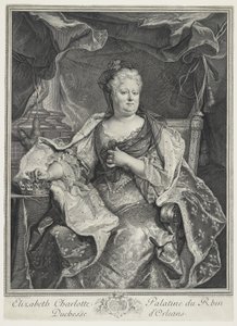Elizabeth Charlotte Palatine du Rhin, hertiginna av Orleans, eng. Charles Louis Simmoneau (1645-1728) av Hyacinthe Francois Rigaud