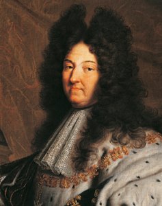 Porträtt av Ludvig XIV av Frankrike, känd som Ludvig den Store eller Solkungen (1638-1715), målning av Hyancinthe Rigaud (1659-1743)