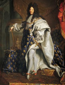 Porträtt av Ludvig XIV av Frankrike, känd som Ludvig den Store eller Solkungen (1638-1715), målning av Hyancinthe Rigaud (1659-1743)