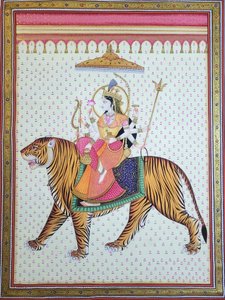 Gudinnan Durga på sin tigrisrygg