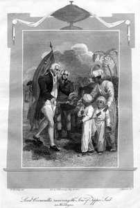 Lord Cornwallis 1738-1805 tog emot Tippoo Saibs söner som gisslan, 1816.