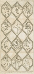Betley Glass Window - Morris Dancers: gravyr, nd [?18th cent] av I Jones