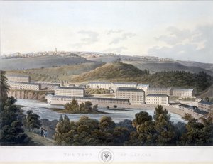The Town of Lanark, från View of Scotland, 1824-25 (färgad akvatint) av I after Clark