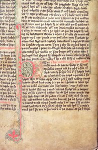 Historikert initial P i början av Grönländarnas saga, från Flateyjarbok (Boken om Flatey) sent 1300-tal av Icelandic School