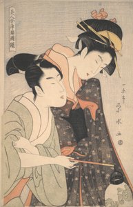 The Elopement of O-Some and Hisamatsu: Heroes and heroines of Joruri Puppet Numbers