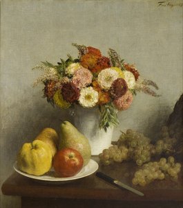 Blommor och frukt, 1865 av Ignace Henri Jean Fantin Latour