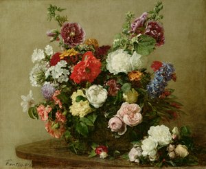 Franska rosor och pioner, 1881 av Ignace Henri Jean Fantin Latour