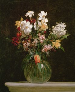 Vita påskliljor, hyacinter och tulpaner, 1864 av Ignace Henri Jean Fantin Latour