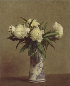 Pioner i en blå och vit vas, 1872