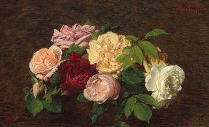 Roses de Nice på ett bord av Ignace Henri Jean Fantin Latour