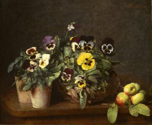 Stilleben med penséer, 1874 av Ignace Henri Jean Fantin-Latour