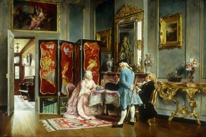 Figurer i en elegant interiör, 1879 av Ignacio Leon y Escosura