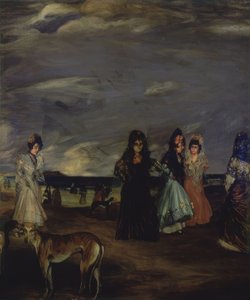 (KVINNOR MED BLATCHER OCH HUND I FÖRGRUNDEN) - 1900-talet