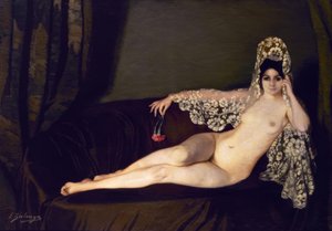 Naken med nejlika’, 1915, Olja på duk, 131 × 184 cm, AS00820