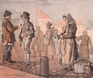 Street Milk Seller från serien These Are Our People, 1842 av Ignati Stepanovich Shchedrovsky