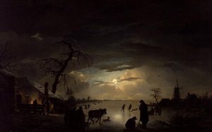 Ett vinterlandskap i månsken av Ignatius Josephus van Regemorter