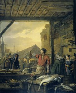 Fiskmarknaden i Antwerpen av Ignatius Josephus van Regemorter