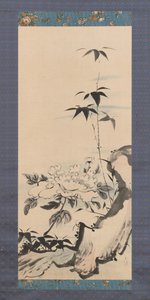 Pion och bambu, ca. 1768. av Ike no Gyokuran