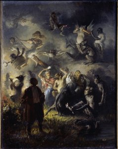 Natt på Bald Mountain. Firande av sommarsolståndet, den slaviska högtiden Ivan Kupala (motsvarande högtiden för Sankt Johannes), blandar de traditionella figurerna av hedendomen med den kristna ortodoxa traditionen. Målning av
