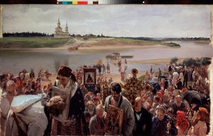 påsk procession. Målning av Illarion Mikhailovich Pryanishnikov (1840-1894), olja på duk av Illarion Mikhailovich Pryanishnikov