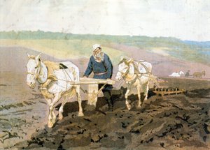 Greve Tolstoj plöjer - enligt Repines målning