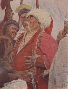 Detalj från målningen The Reply of the Zaporozhian Cosacks to Sultan Mehmet IV, 1891 av Ilya Efimovich Repin