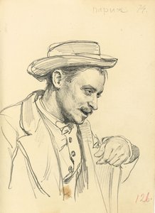 Man med hatt i profil, ca. 1872-1875 av Ilya Efimovich Repin