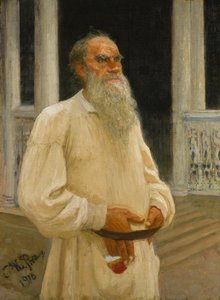 Porträtt av författaren greve Lev Nikolajevitj Tolstoj 1828-1910, 1916. av Ilya Efimovich Repin